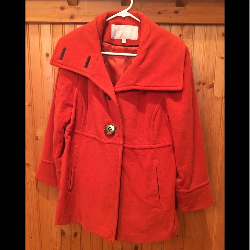 Orange pea coat